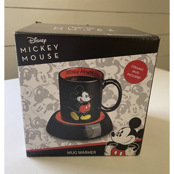 Disney Mickey Mouse Electric Mug Warmer 10oz Ceramic Mug Black Red, DMP-16 NIB - Picture 2 of 5